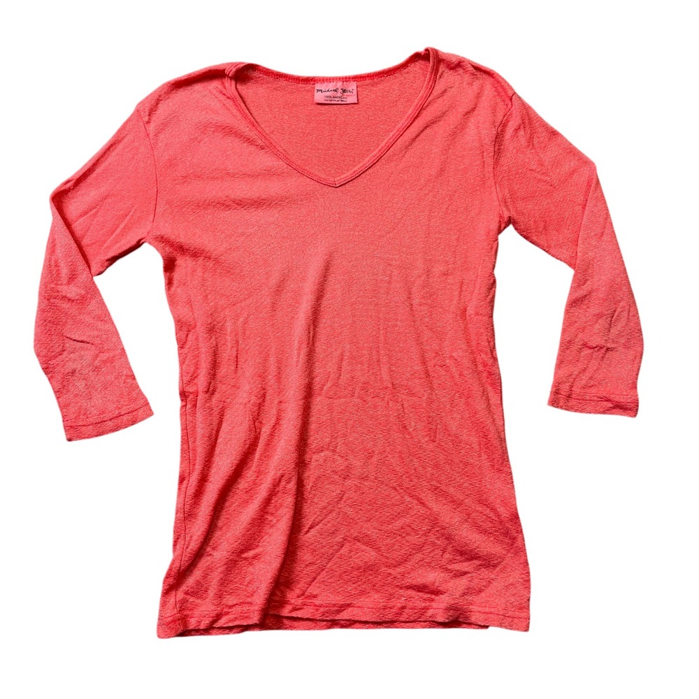 Michael Stars Sparkle 3/4 Sleeve One Size Fits Most Cotton Blend Stretch Top